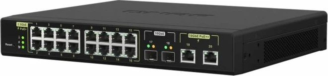 Switch QNAP QSW-M2116P-2T2S, 20 port, 16x2.5GbE PoE+ + 2x10GbE PoE++ + 2x10GbE SFP+, 280W, rackmount, zi
