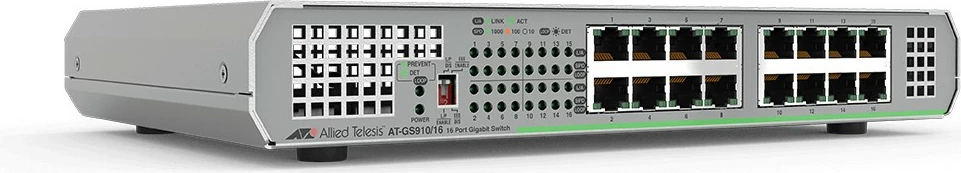 Switch Allied Telesis GS910/16, 16 porta, Gigabit Ethernet, unmanaged, gri