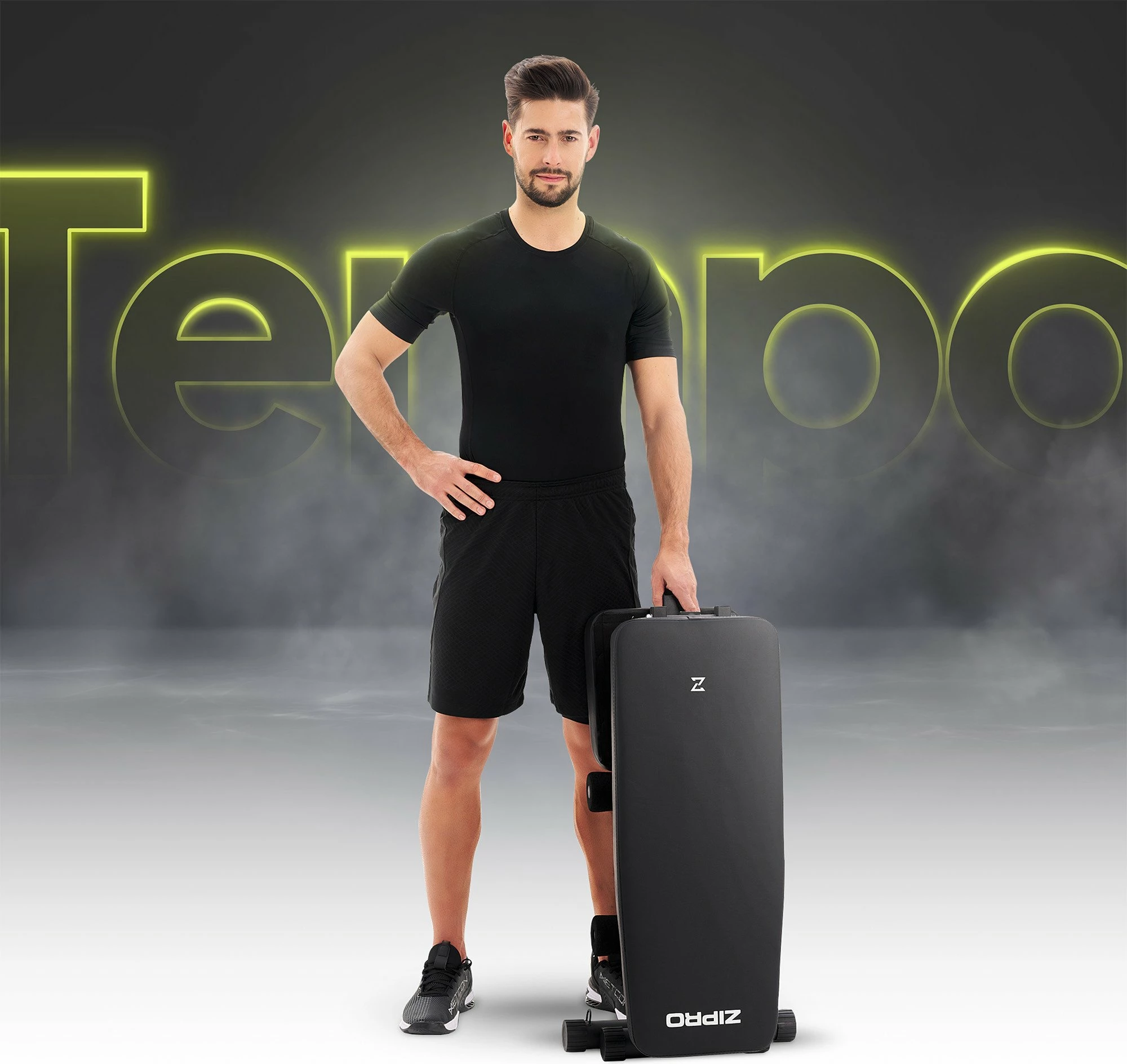 Bankë ushtrimesh Zipro Tempo me ekspanderë, e palosshme, rregullim 6 pozita, kapacitet total 230 kg, e zezë