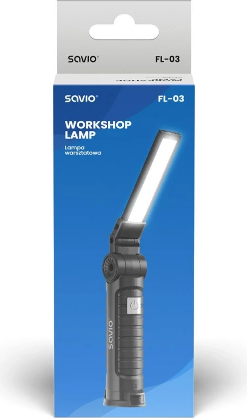 Dritë punëtorie Savio FL-03 COB LED 3W, USB-C, 150 lm, kokë rrotulluese, magnet, e zezë