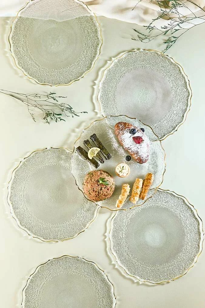 Set pjatash prej qelqi, transparent, 6 copë, Hermia Concept, Goblen6