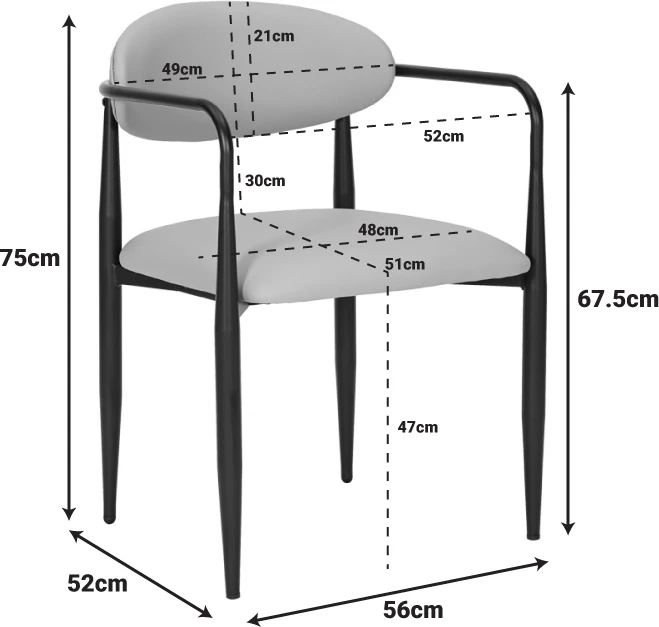 Karrige Kalone, lëkurë sintetike gri-bezhë, këmbë të zeza, 56x55x78cm