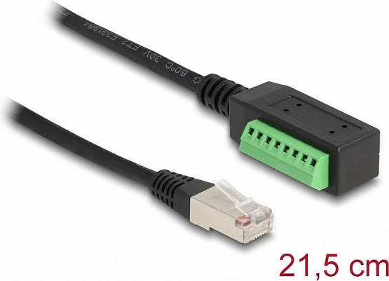 Kabllo adapter DeLOCK RJ45 Cat5e (mashkull) në terminal bllok (femër), 21.5 cm, zi/jeshile