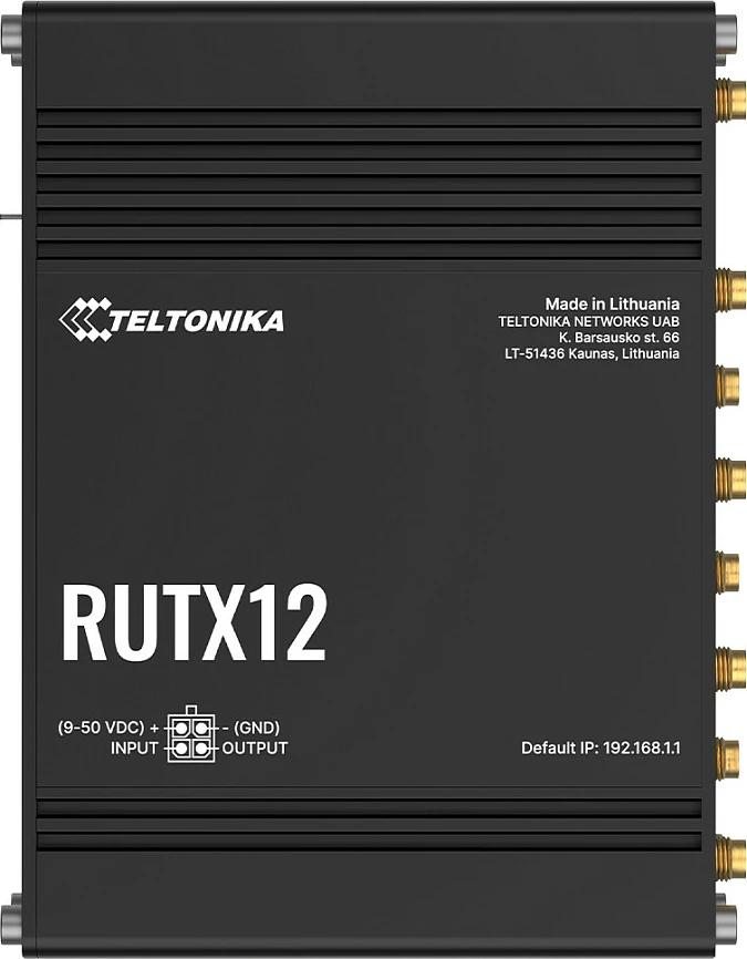 Router industrial Teltonika RUTX12, Dual 4G LTE Cat 6, 5x Gigabit LAN, Wi‑Fi, i zi