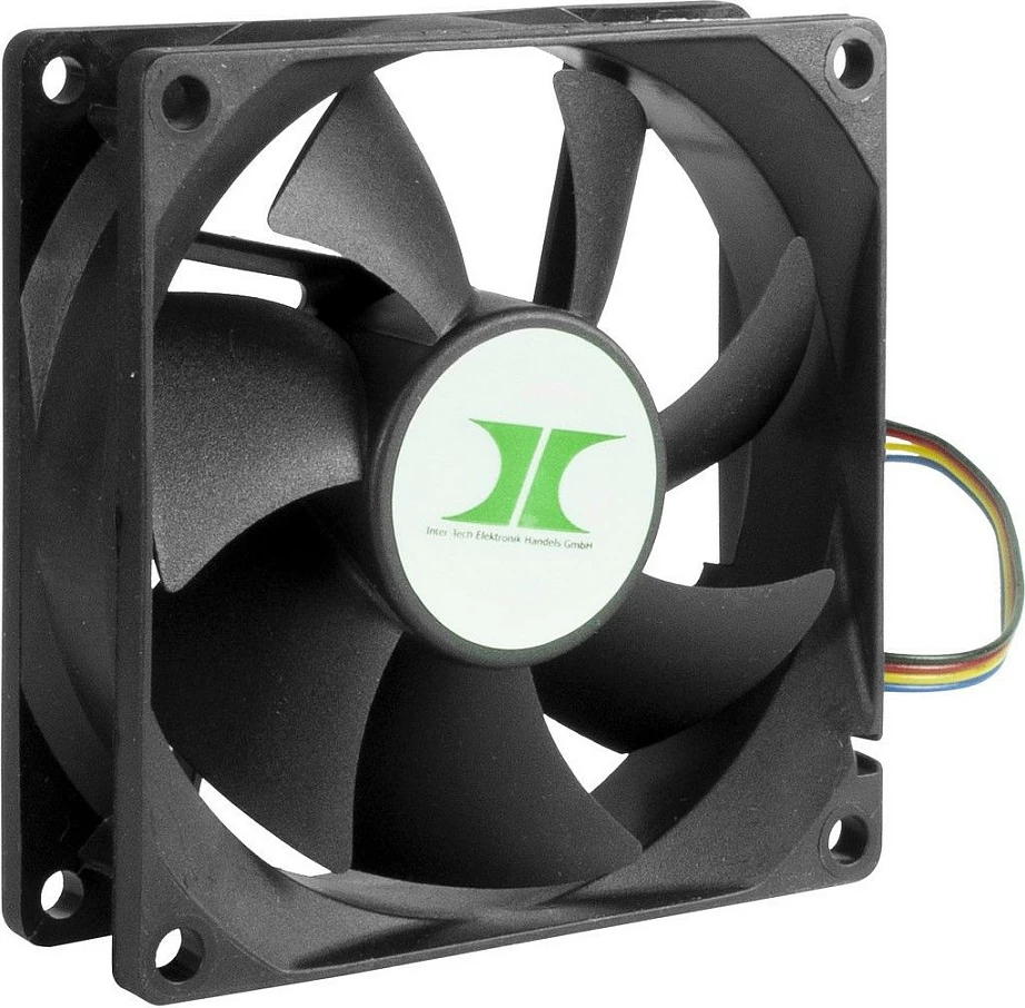 Ventilator kasë Inter-Tech 80mm, PWM, set 4 copë, 12V, i zi