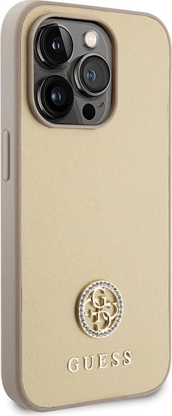Mbështjellës Guess GUHCP15XPS4DGPD për iPhone 15 Pro Max 6.7", hardcase, Strass Metal Logo, ari