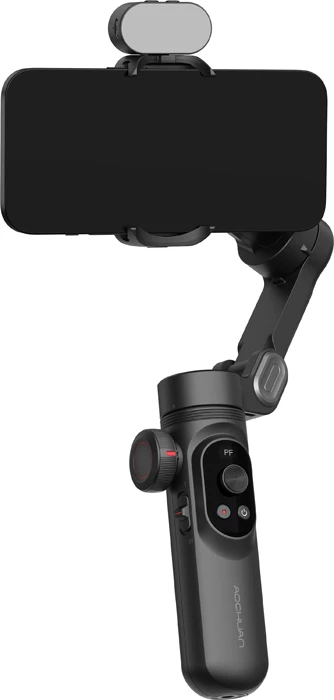 Gimbal AOCHUAN Smart X Pro 3-aksësh me dritë RGB, bateri 3200mAh, OLED, karikim wireless, set me tripod, i zi