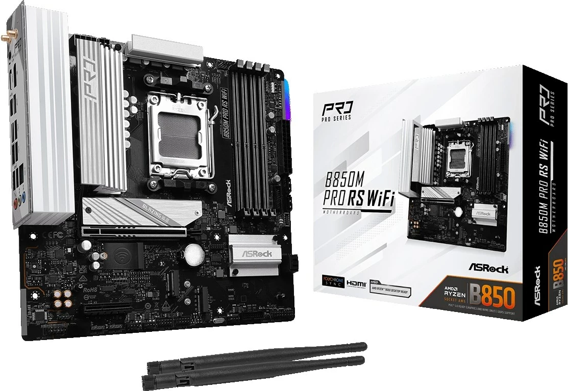 Pllakë amë Asrock B850M Pro RS WiFi, Socket AM5, micro ATX, E zezë