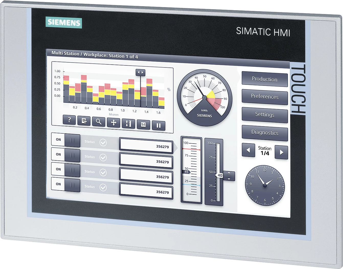 Panel HMI Siemens SIMATIC TP900 Comfort 6AV21240JC010AX0, 9" TFT, Touch Resistive, 480x800, Windows CE 6.0, IP65