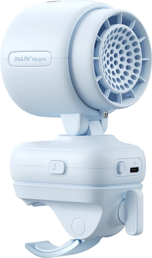 Ventilator mini për karrocë Jisulife Stroller Fan 4 5000mAh me kapëse metalike USB-C, blu