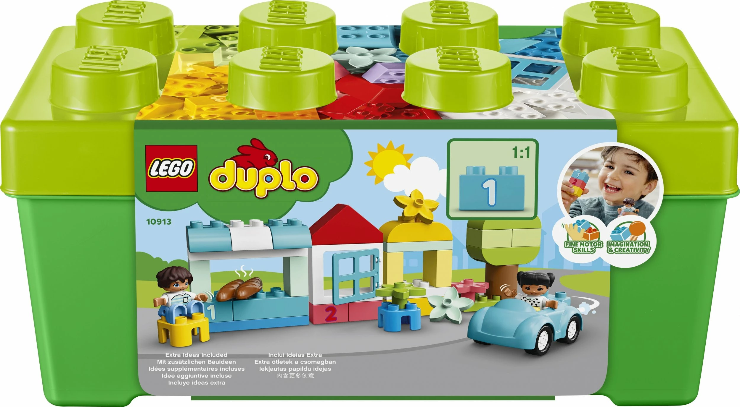 Set blloqe LEGO DUPLO Brick Box 10913, 65 copë, kuti ruajtëse, jeshile