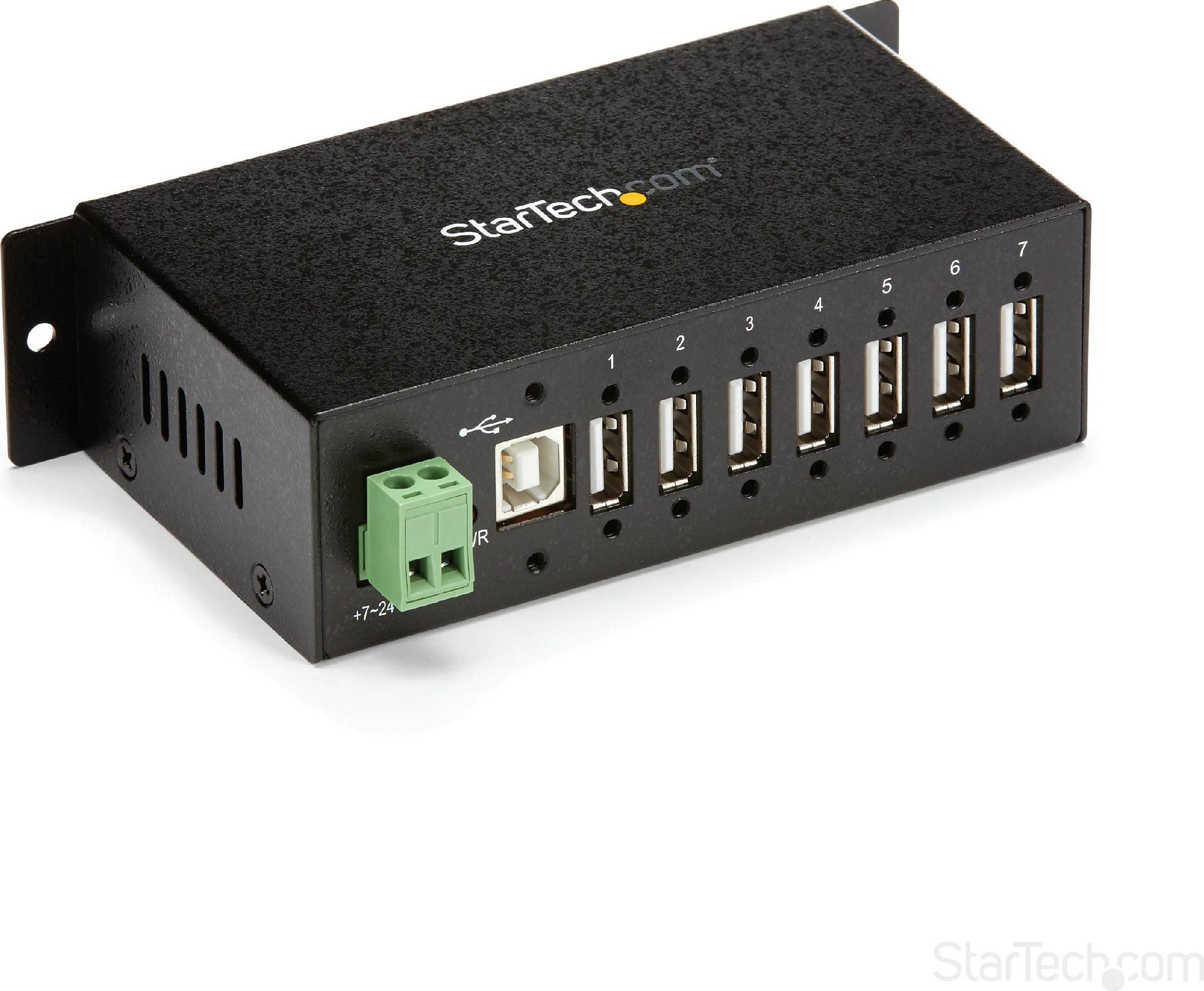 Hub USB StarTech ST7200USBM, 7-Port USB 2.0, metal, DIN rail, mbrojtje ESD/Surge, i zi