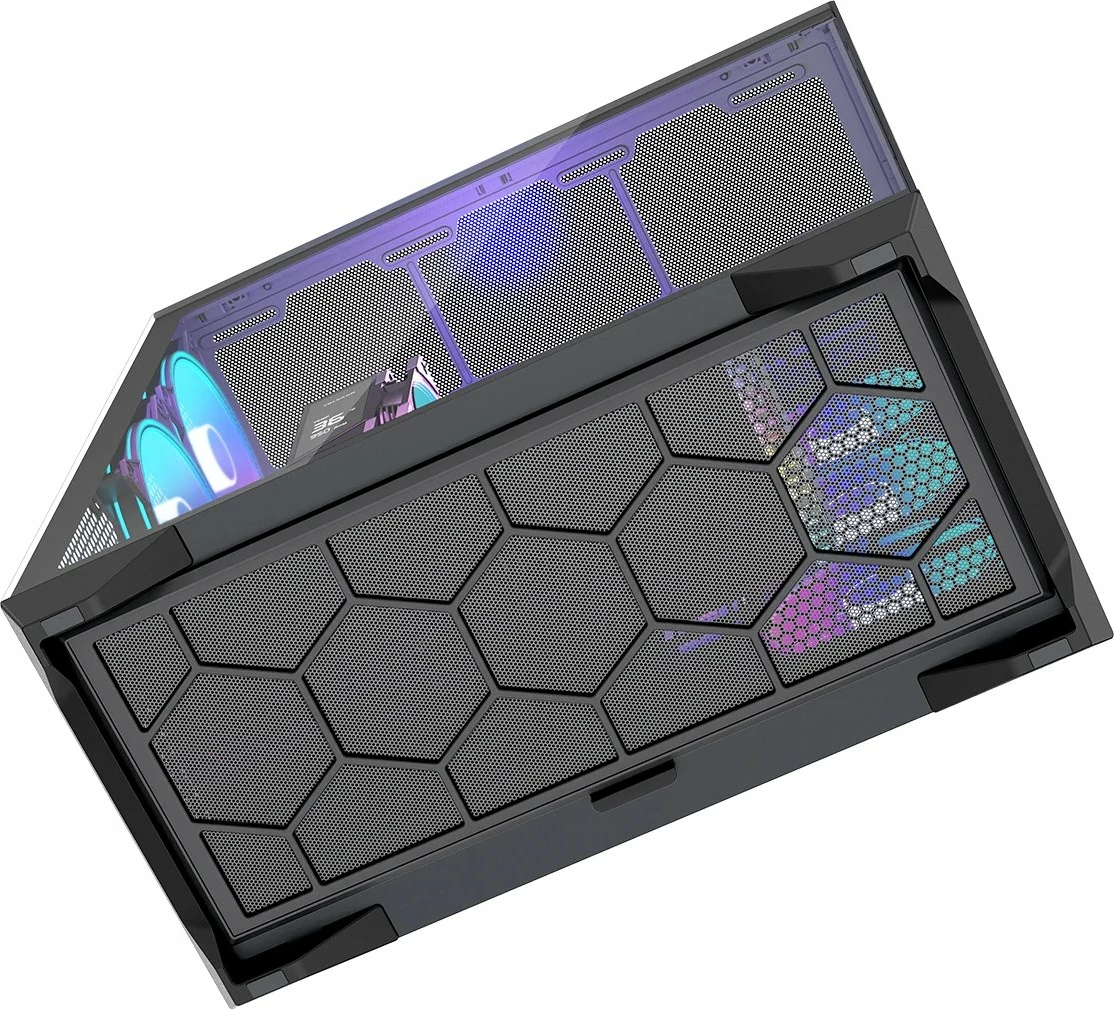 Kasë Modecom Volcano Space XL ARGB (AT-SPACE-XL-5F-ARGB-10) Full Tower ATX/eATX, 5x ventilatorë ARGB 140mm, USB-C, e zezë