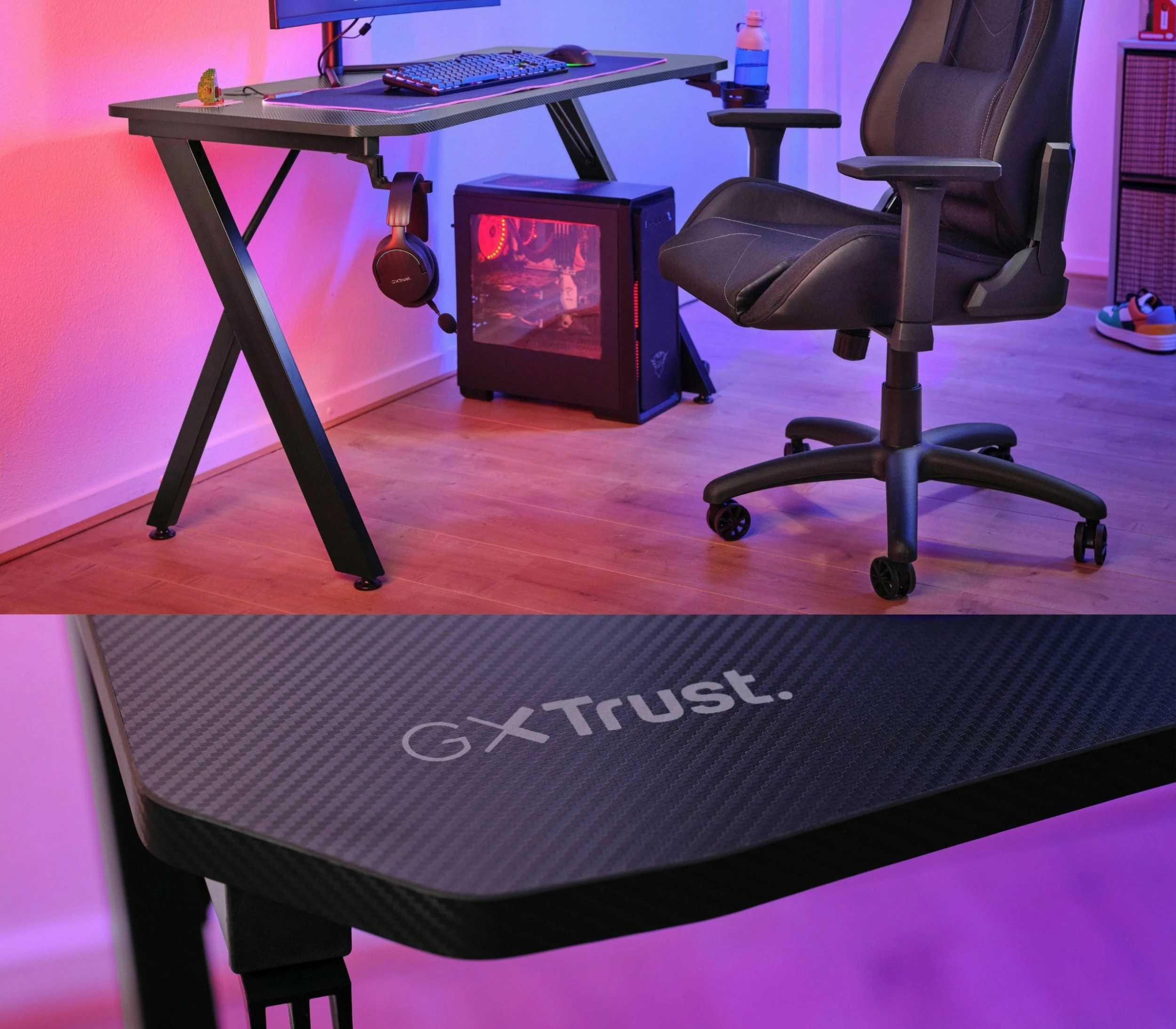 Tavolinë gaming Trust GXT 700 Omnius, e zezë, 120 x 60 cm