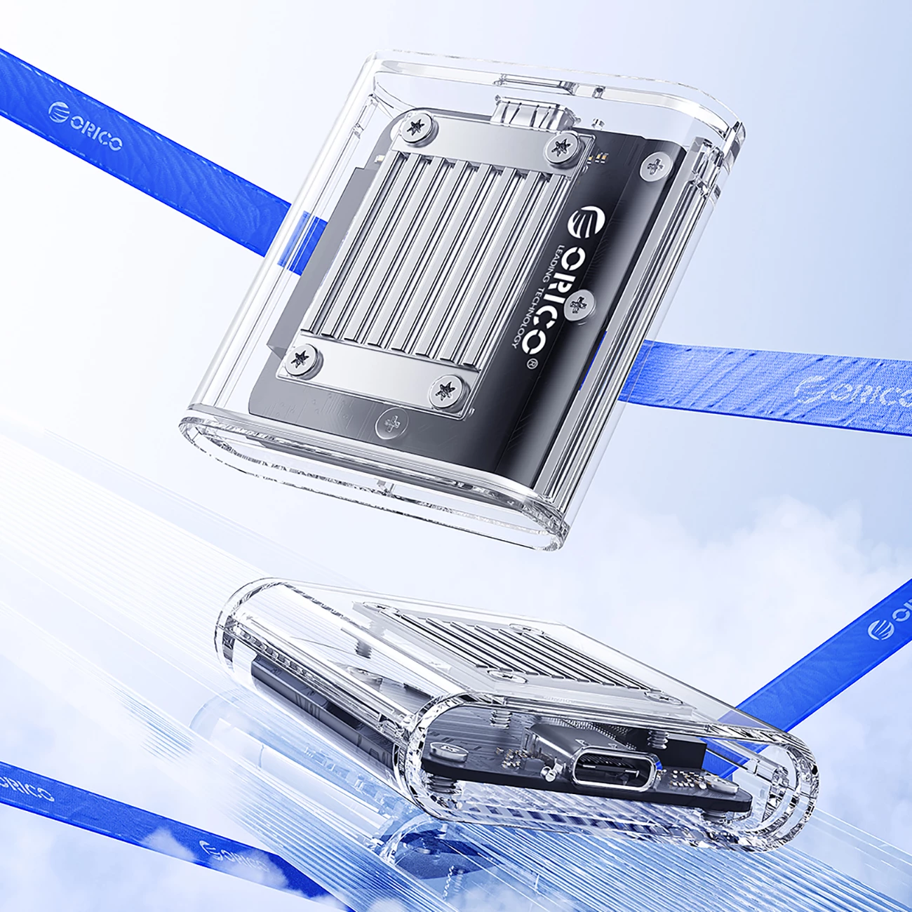 Kasë Orico TC20-M2-10G për M.2 NVMe, USB-C 3.2, Transparent