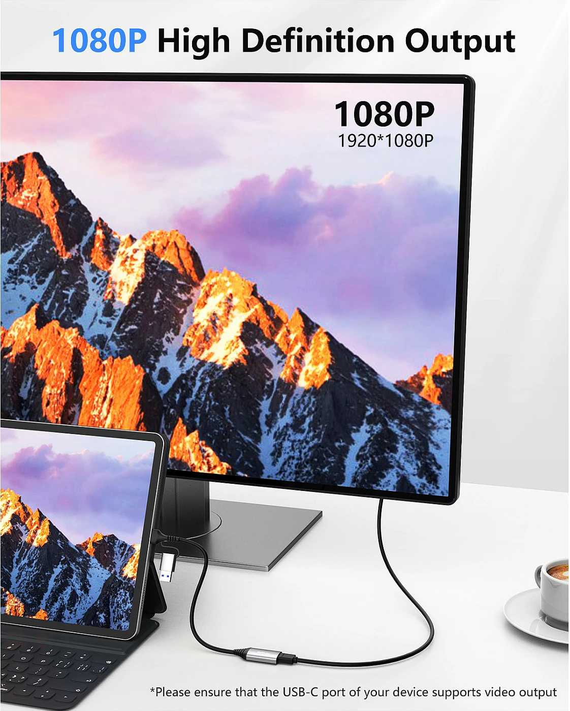 Adapter USB në HDMI Equip 133498, USB-C + USB-A, 1080P, gri