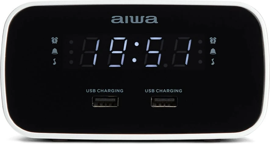 Orë Zgjuese me Radio FM, Dy Alarme dhe Mbushes USB AIWA CRU-19BK (Zezë)