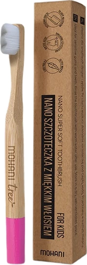 Furçë dhëmbësh për fëmijë Mohani Bamboo Nano rozë, 1 copë