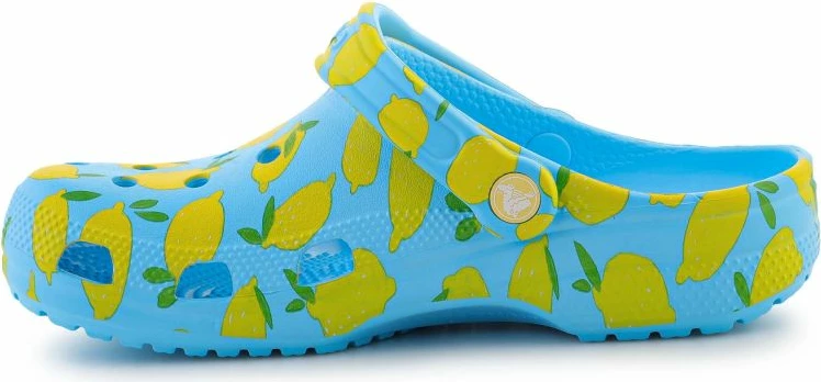 Papuqe Crocs unisex, blu e verdhë