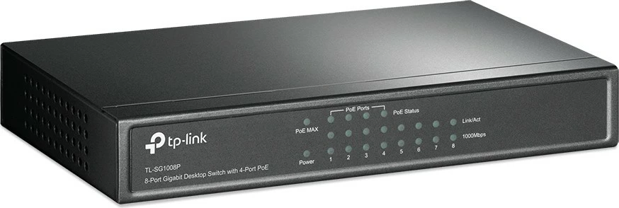 Switch TP-Link TL-SG1008P, 8 porta, PoE, Gigabit, metalik