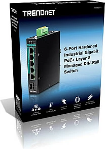 Switch industrial PoE+ TRENDnet TI-PG541i, 6 porta Gigabit, Managed L2+, DIN-rail, SFP, i zi