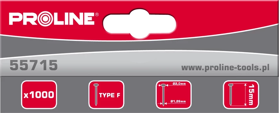 Kapëse për stapler pneumatik PROLINE Type F 50mm (2.0×1.26mm) 1000 copë 55750