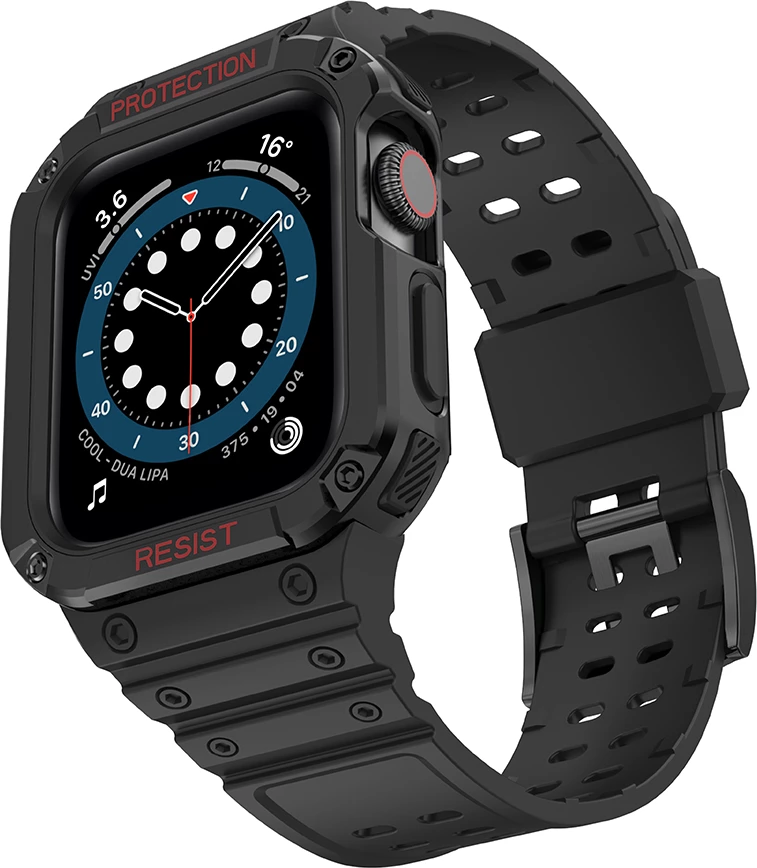 Mbështjellës me rrip për Apple Watch Hurtel Protect Strap Band, 41/40/38mm, i zi