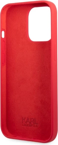Mbështjellës Karl Lagerfeld Silicone Plaque për iPhone 13/13 Pro, 6.1", e kuqe