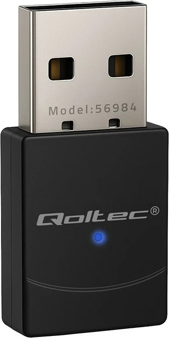 Adapter WiFi 6 me Bluetooth, Qoltec 56984, 900 Mbps, USB 2.0, mini, i zi