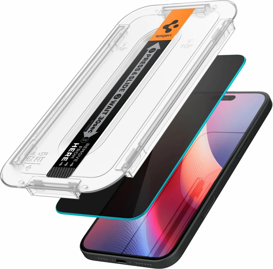 Mbrojtës ekrani Spigen Glas.tR EzFit Privacy për iPhone 15/16, 2 copë