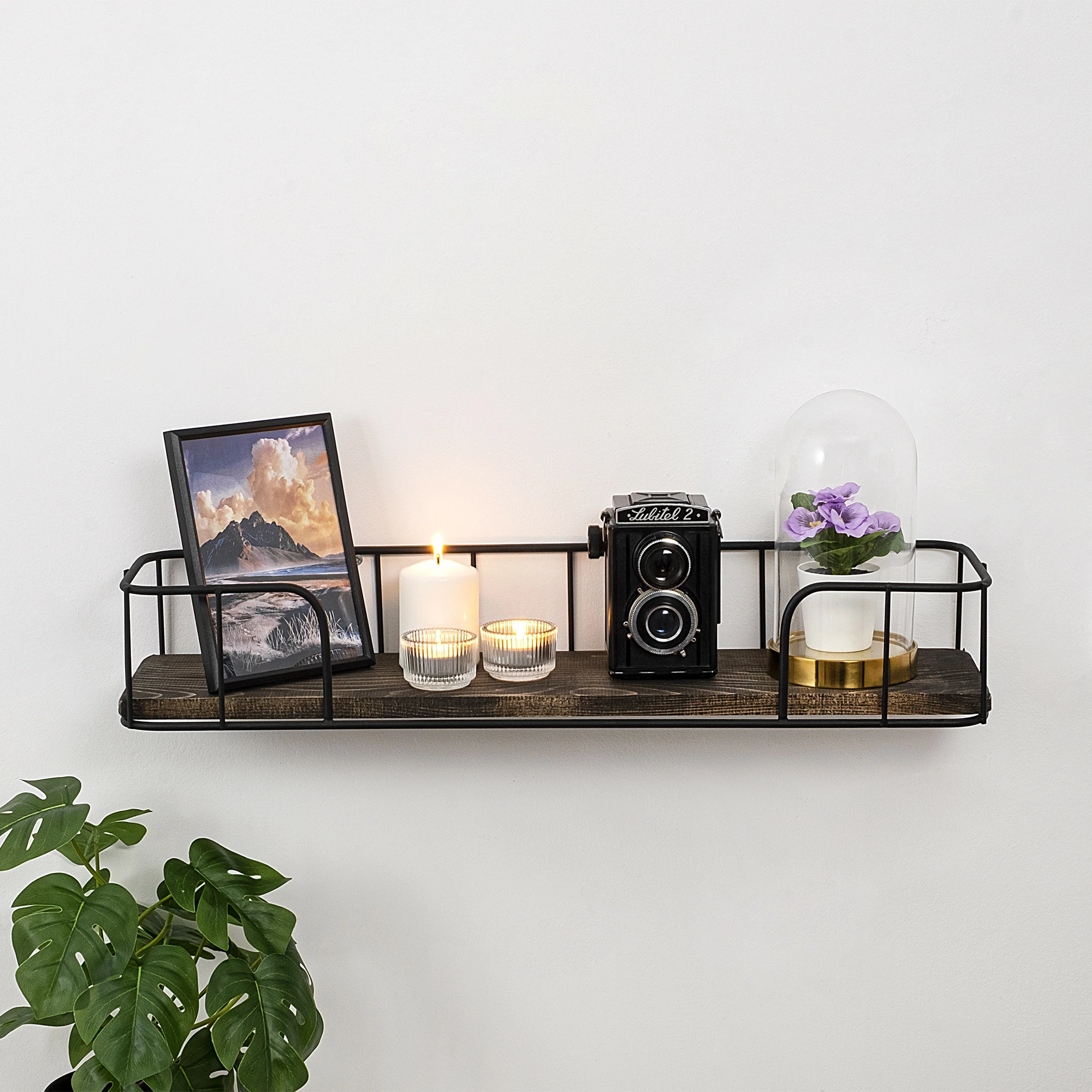 Raft muri industrial Hanah Home, ngjyrë e zezë dhe arre e errët, Syringa
