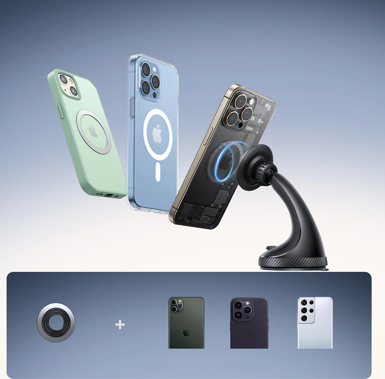 Mbajtës magnetik për celular Joyroom JR-ZS406, për kokpit/xham, i zi