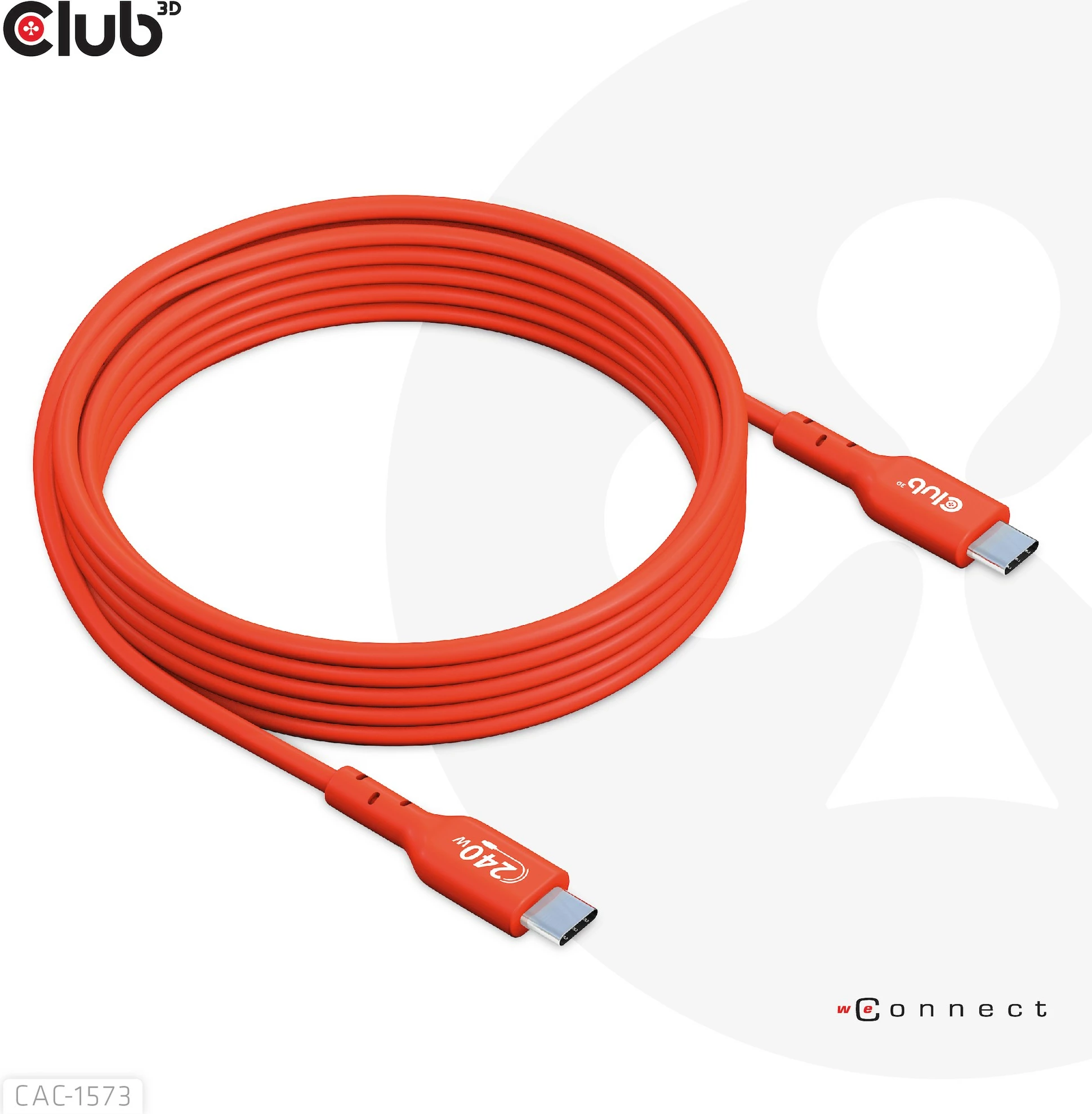 Kabllo USB C Club3D 2m, 240W, USB4 Gen 2x2, e kuqe