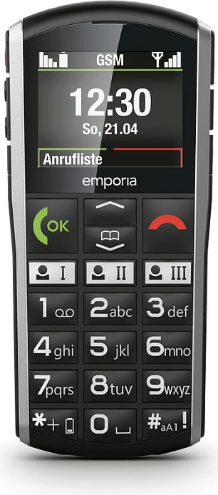 Celular Emporia SIMPLICITY, 2", 2G, butona të mëdhenj, IP54, 1200 mAh, i zi/argjend