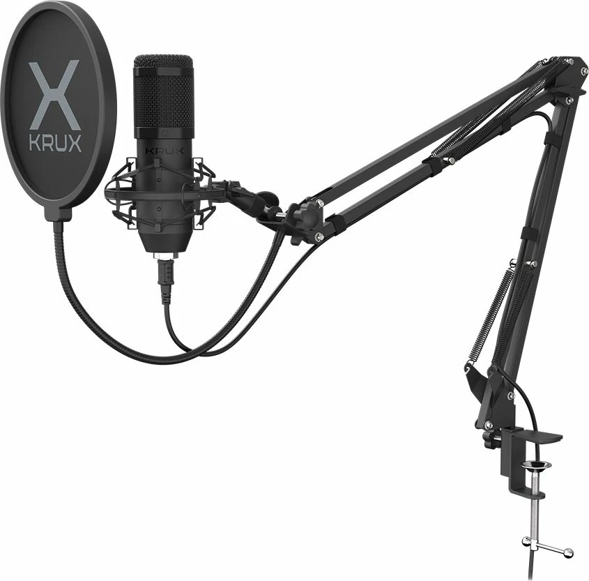 Mikrofon Krux EDIS 1000 KRX0109 USB kondensator kardioid me boom arm, set, i zi
