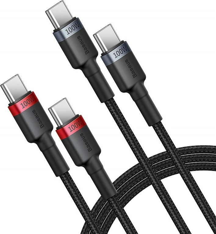 Kabllo USB-C në USB-C Baseus Cafule BSU4887 100W PD 1 m, set 2 copë, e zezë