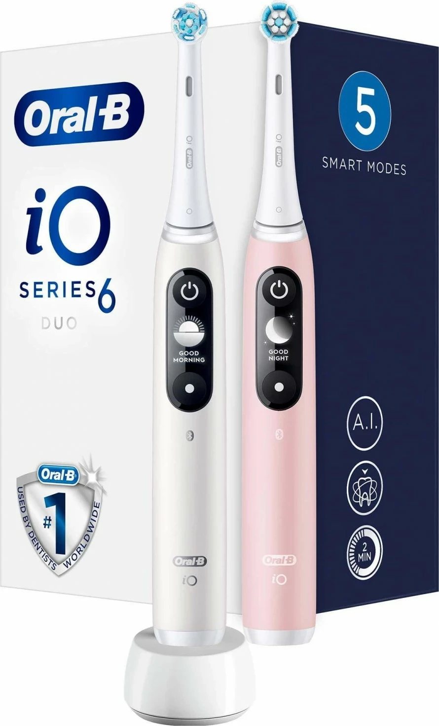 Furçë dhëmbësh magnetike Oral-B iO Series 6, Bluetooth, e bardhë/rozë