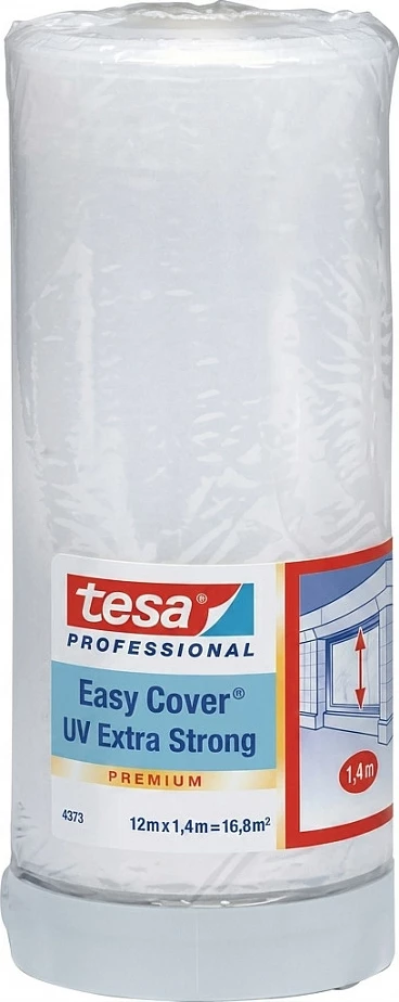 Folie mbuluese për lyerje Tesa Easy Cover Premium UV Extra Strong, 12 m x 1.4 m, transparente