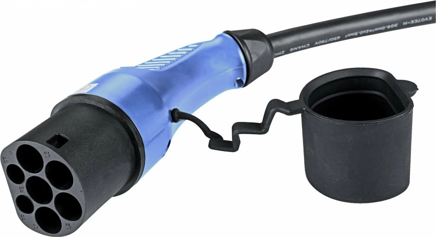 Kabëll karikimi veture elektrike Akyga AK-EC-08, Type 2/Type 1, 1-fazë, 32A, 7.2kW, 6m, zi-kaltër