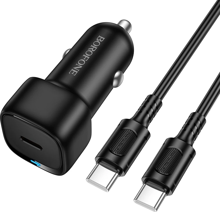 Karikues veture BOROFONE BZ34A PD 20W QC 3.0 me kabllo Type-C në Type-C 1m, i zi