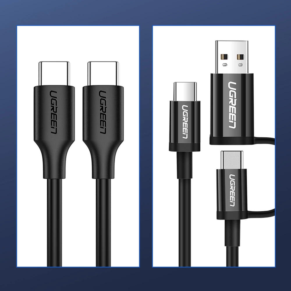 Kabllo USB-C në USB-C Ugreen US286, 2m, 3A, 480 Mbps, e zezë