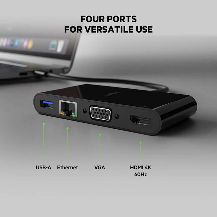 Belkin USB-C Multimedia Adapter (GBE - HDMI - VGA - USB-A) - Black
