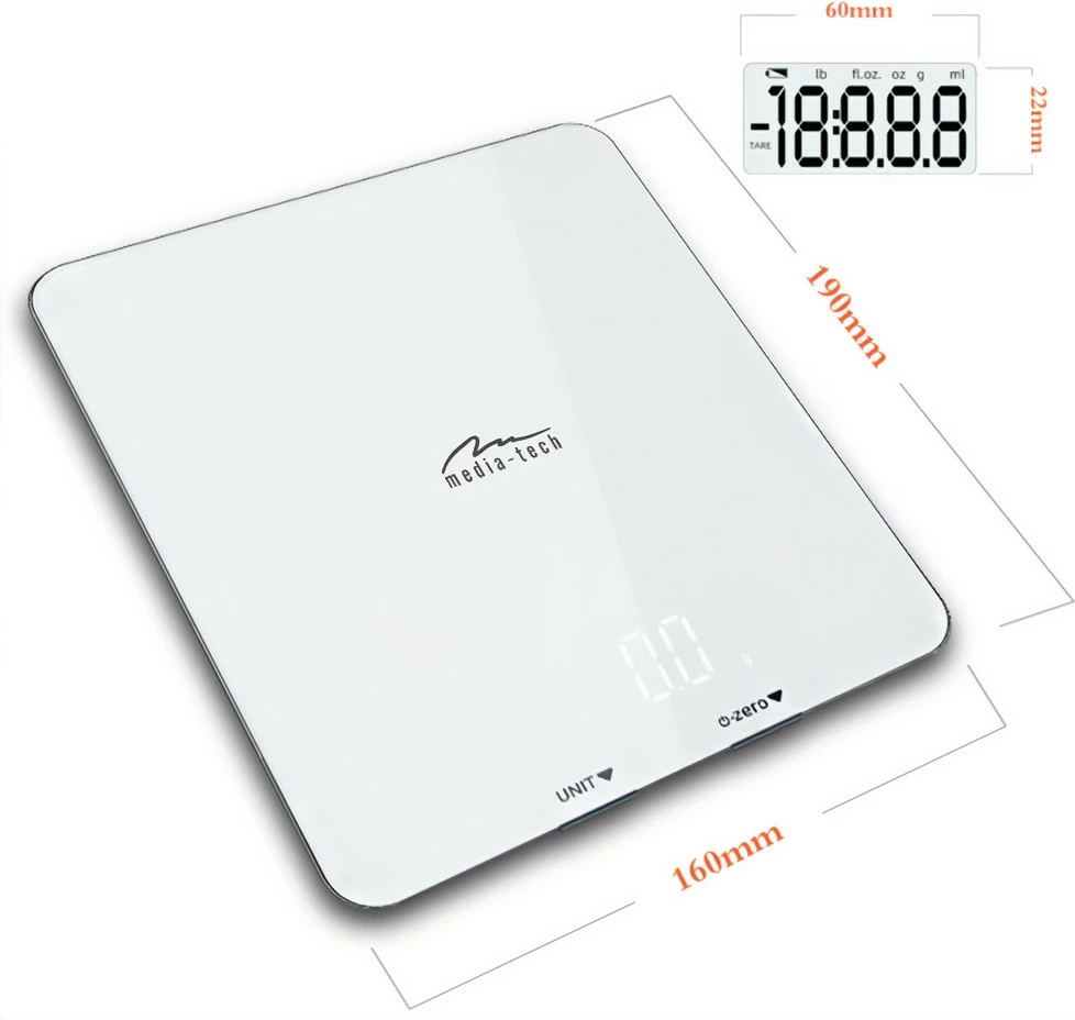 Peshore kuzhine Media-Tech MT5544, inteligjente, me aplikacion dietal, e bardhë