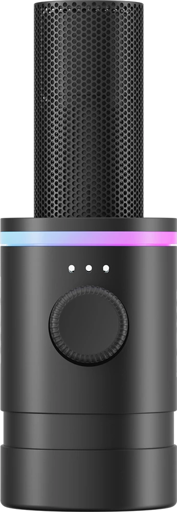 Mikrofon dinamik BOYA CastMic S60 USB/XLR 48kHz/24-bit RGB, i zi, set me shock mount, pop filter dhe kabllo USB-C