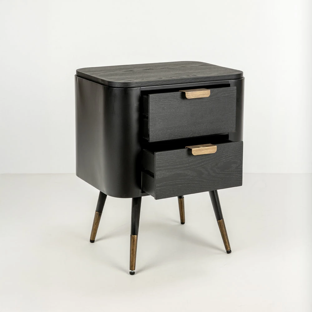 Komodinë Colombo, e zezë me të artë, 50x39x63