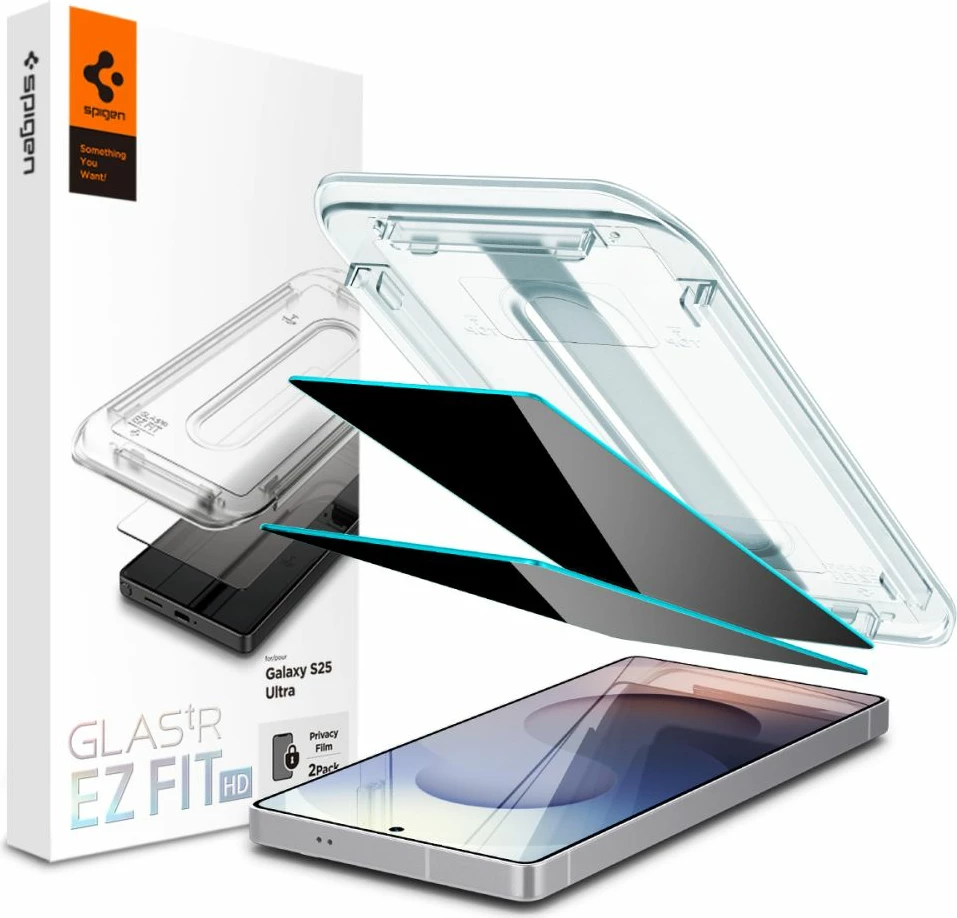 Xham mbrojtës Spigen Glas.TR Ez Fit Privacy për Samsung Galaxy S25 Ultra, 2 copë