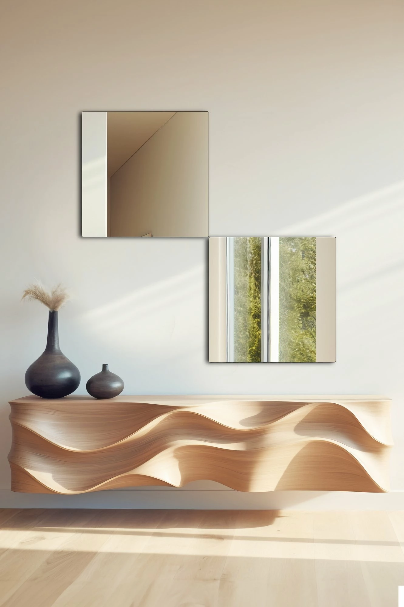 Pasqyrë drejtkëndore Skye Decor, argjend, 30x60cm, 2 copa