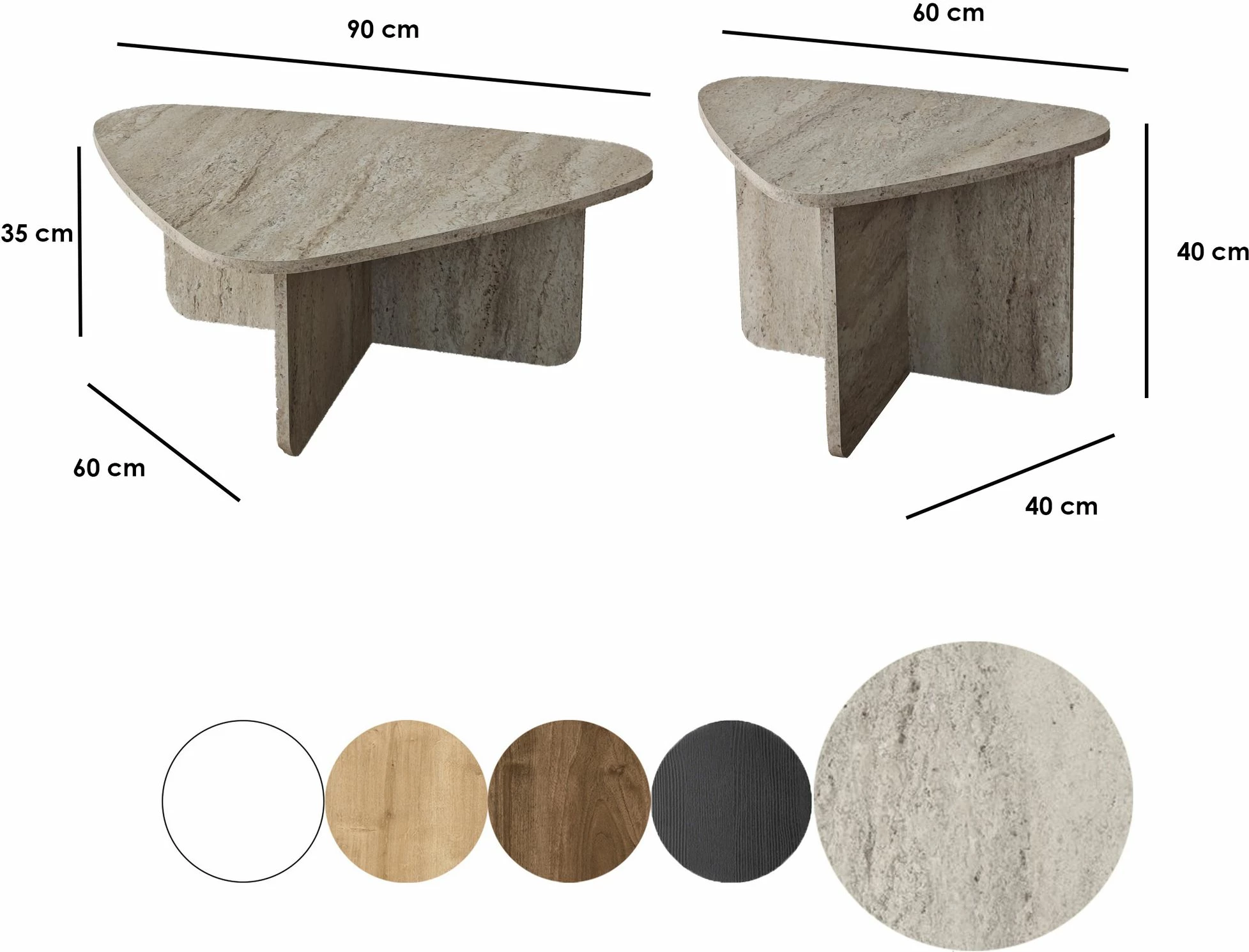 Set tavolinash kafeje Skye Decor, Ballare, ngjyrë travertine