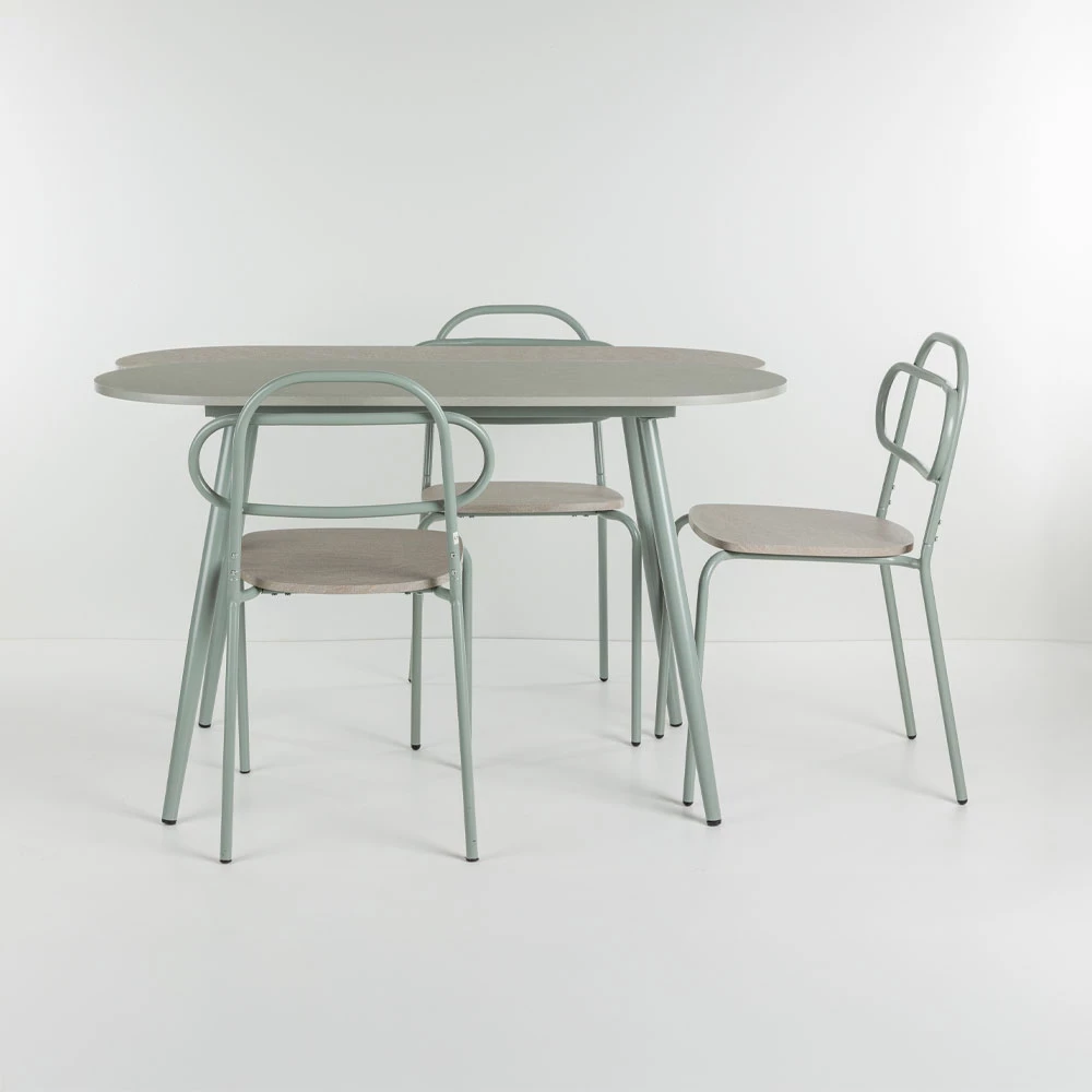 Tavolinë me karrige italiane, 4+1, ngjyrë gri-gur, 120x75x75