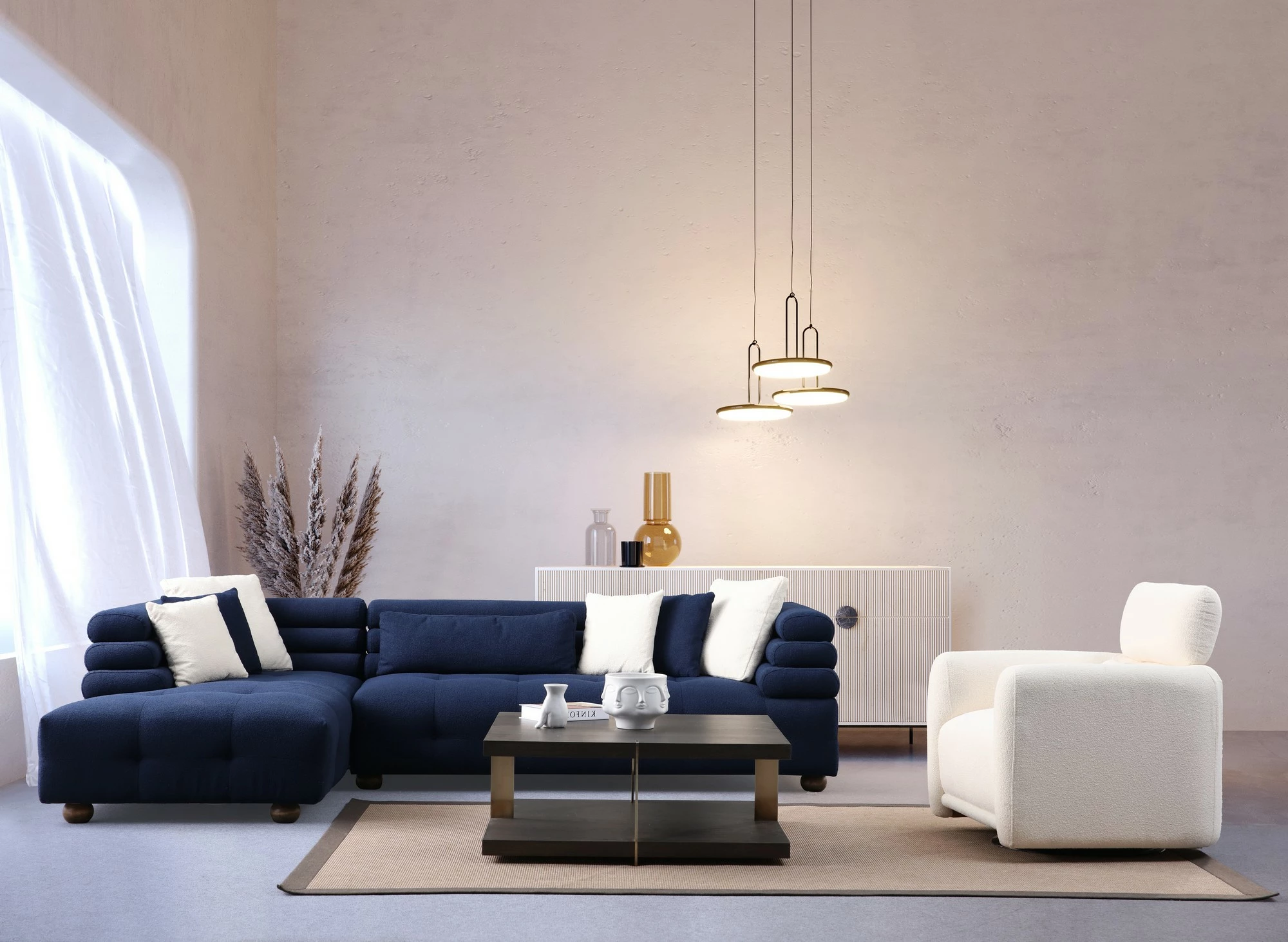 Këndare Boston, ngjyrë blu nate, Atelier del Sofa, majtas